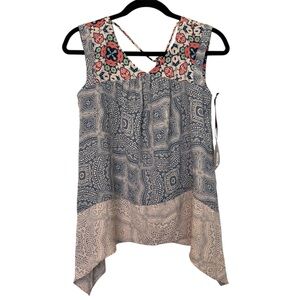 Knox Rose Asymmetrical Boho Tassel‎ Tied Tank Top